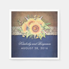 Burlap Lace und Sunflower Navy Rustikale Hochzeit  Serviette
