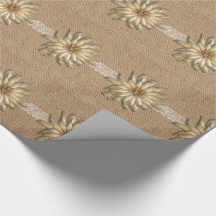 Burlap Lace und Tan Blume Geschenkpapier
