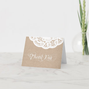 Burlap Lace Vielen Dank Note Card Dankeskarte