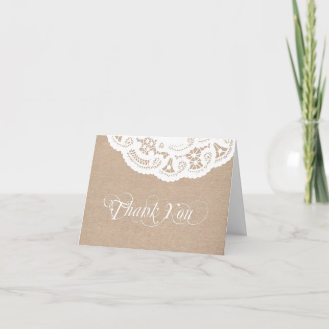 Burlap Lace Vielen Dank Note Card Dankeskarte (Vorderseite)