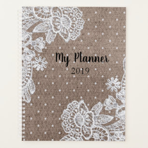 Burlap Lace Vintag Planner Planer