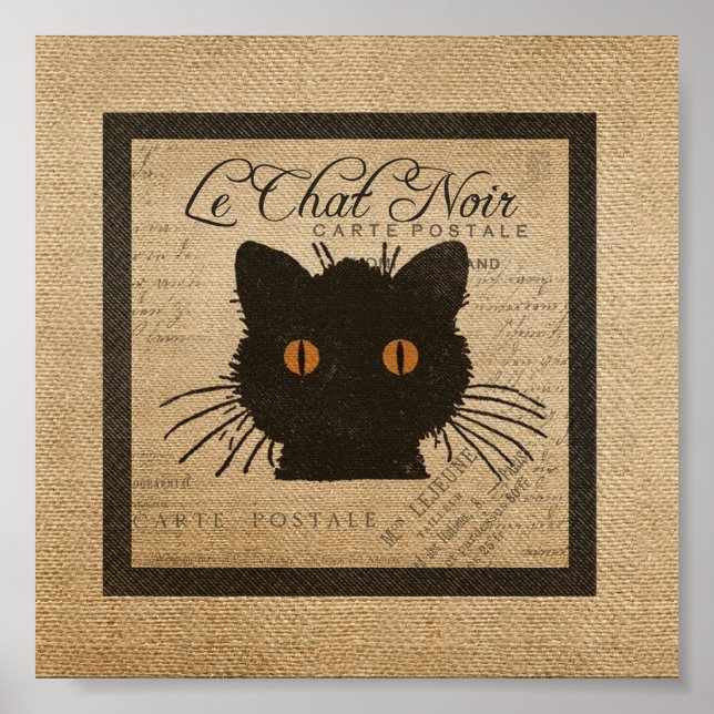 Burlap Le Chat Noir Französisch Die schwarze Katze Poster (Vorne)