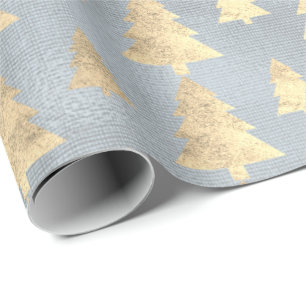 Burlap Linen Hütte Gold Gray Blue Weihnachtsbaum Geschenkpapier