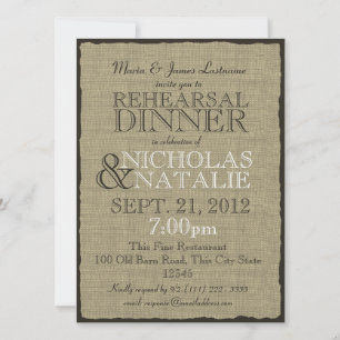 Burlap Look Probe Dinner Einladung