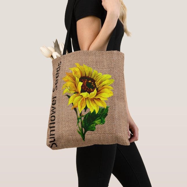 Burlap Look Sunflower Tote Bag (Von Nahem)