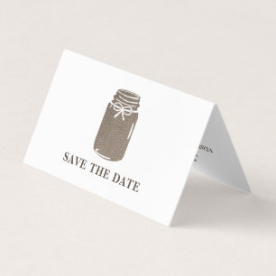 Burlap Mason Jar, Foto Save the Date Card Visitenkarten