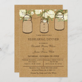 Burlap Mason Jar Ivory Probe Dinner Einladung