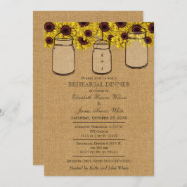 Burlap Mason Jars Sonnenblumen Probe Dinner Einladung