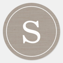 Burlap Monogramm Runder Aufkleber