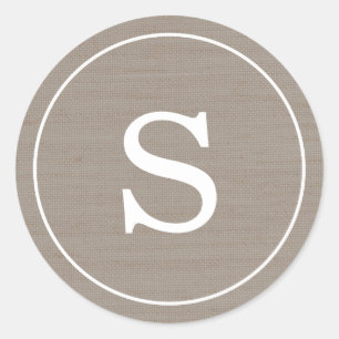 Burlap Monogramm Runder Aufkleber