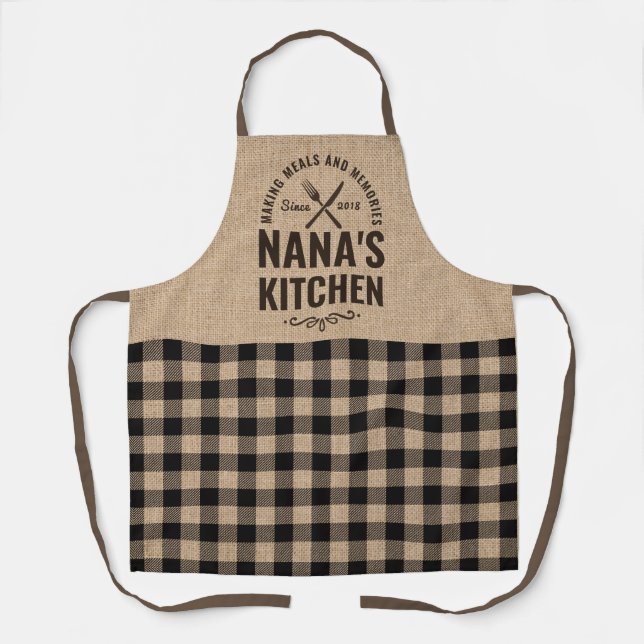 Burlap Nana Kitchen Geschenk Grandmas Vintag Rusti Schürze (Vorderseite)