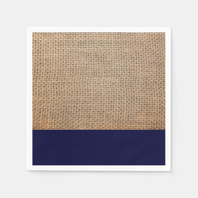 Burlap & Navy Blue Serviette (Vorderseite)