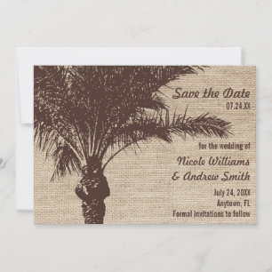 Burlap Palm Tree Brown Ankündigung Datum freihalte