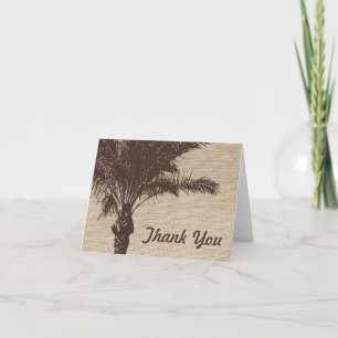 Burlap Palm Tree Brown Dankeskarte