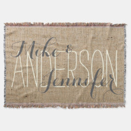 Burlap Personalisierte Hochzeitbride & Groom-Namen Decke