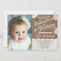 Burlap Pink Blume Dedication 1. Geburtstag Party