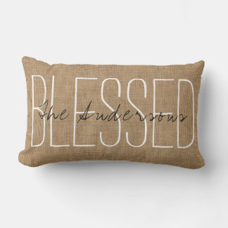 Burlap Print Blendet Familienname Pillow Lendenkissen