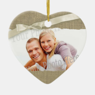 Burlap Print Foto-Rahmen mit Bow Keramikornament