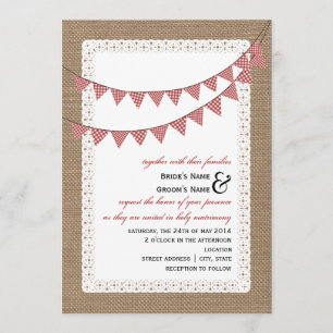 Burlap Red Gingham Bunting Hochzeit Einladung