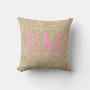 Burlap rosa Liebe Hochzeit dekoratives Kissen