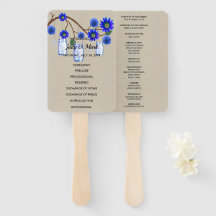 Burlap Rustic Blue Floral Mason Jars Wedding