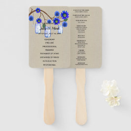 Burlap Rustic Blue Floral Mason Jars Wedding Fächer