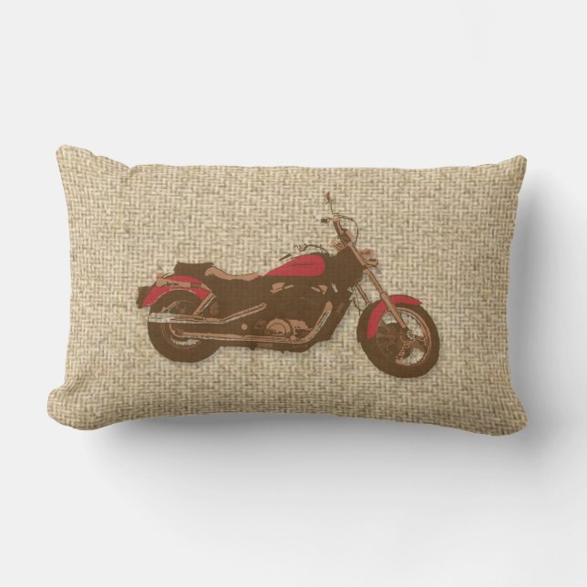 Burlap rustic Motorrad dekorative Kissen (Vorderseite)