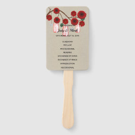 Burlap Rustic Red Floral Mason Jars Wedding Fächer