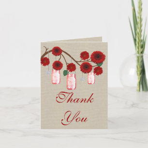 Burlap Rustic Red Mason Jars Danke Karte
