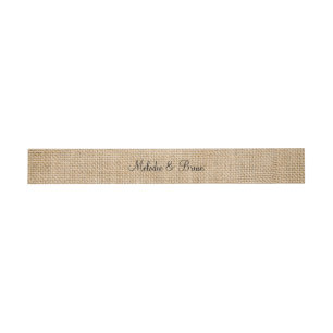 Burlap Rustic Wedding Couple Names Imitate Textur Einladungsbanderole