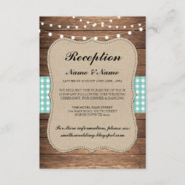 Burlap Rustic Wedding Reception Cards Holz Aquamar Einladung