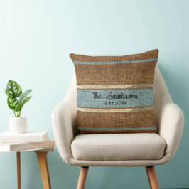 Burlap Rustikal Brawn Sage Green Custom Familienna Kissen