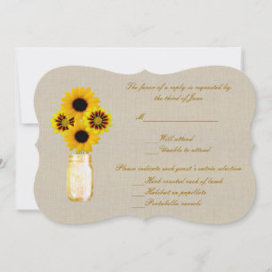Burlap Rustikal Yellow Mason Jar Response Card Einladung
