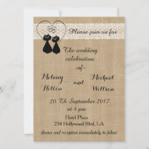 Burlap rustikale lustige Katzen in der Liebe Hochz