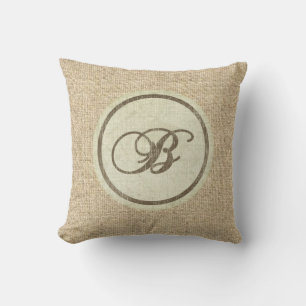Burlap rustikaler Buchstabe B dekoratives Kissen