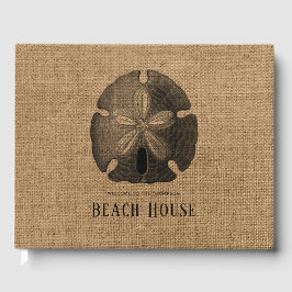 Burlap Sand Dollar Muschel Beach House Gästebuch