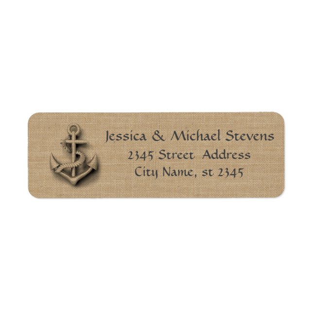 Burlap schicker rustikaler Hochzeitnautikanker (Vorne)