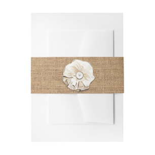 Burlap Shabby Floral Chic Bow Wedelband Einladungsbanderole