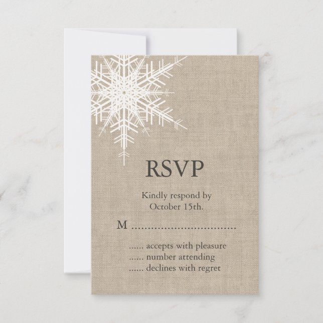 Burlap Snowflake UAWG RSVP Karte (Vorderseite)