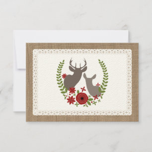 Burlap + Spitze inspirierter Weihnachtshirsch R.S. RSVP Karte