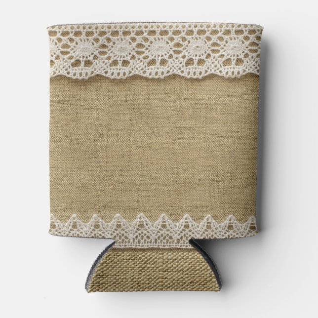 Burlap, Spitzen-Textur. Dosenkühler (Vorderseite)