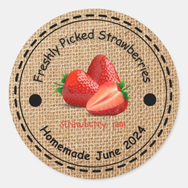 Burlap Strawberry Jam Sticker (Vorderseite)