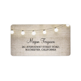 Burlap String Lights Hochzeit Adressaufkleber