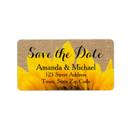 Burlap Sunflower | SAVE THE DATE Adressaufkleber