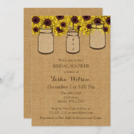 Burlap Sunflowers Mason Jars Brautparty Einladung