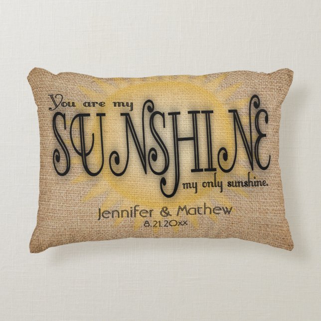 Burlap Sunshine Rustic Wedding Zierkissen (Vorderseite)