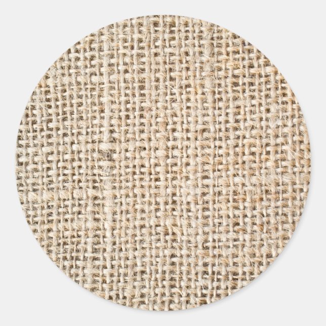 Burlap-Textur Runder Aufkleber (Vorderseite)