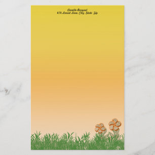 Burlap Texture Orange Blume Personalisiert Briefpapier