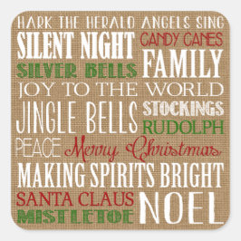 Burlap Typografie Rustikale moderne Ferienaufklebe Quadratischer Aufkleber