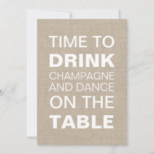 Burlap Typografy Probe Dinner Einladung